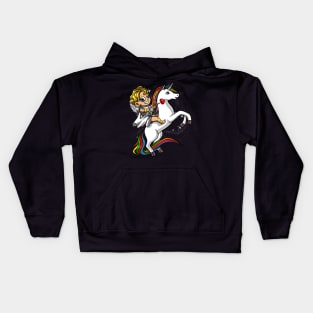 Cupid Riding Unicorn Kids Hoodie